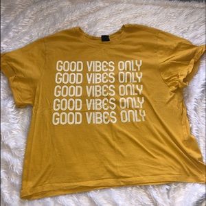 Mustard ‘good vibes only’ crop top
